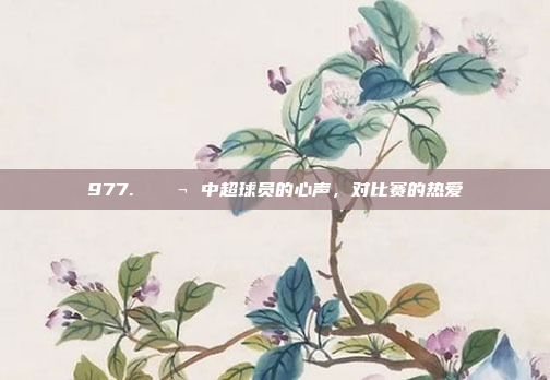 977. 💬 中超球员的心声，对比赛的热爱