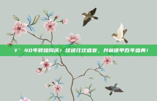 🥳 40年辉煌同庆！球迷狂欢盛宴，共襄德甲百年盛典！