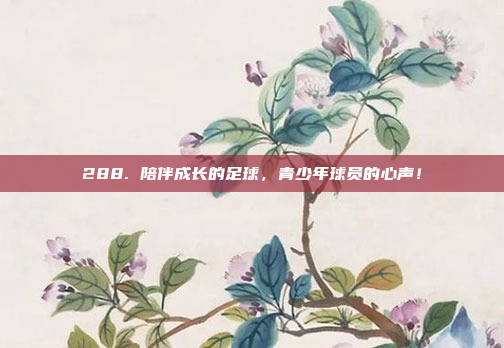 288. 陪伴成长的足球，青少年球员的心声！