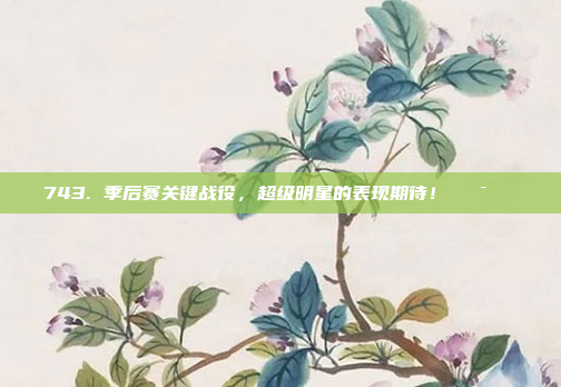 743. 季后赛关键战役，超级明星的表现期待！🎯🔍