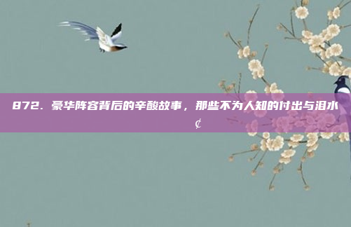 872. 豪华阵容背后的辛酸故事，那些不为人知的付出与泪水📖😢