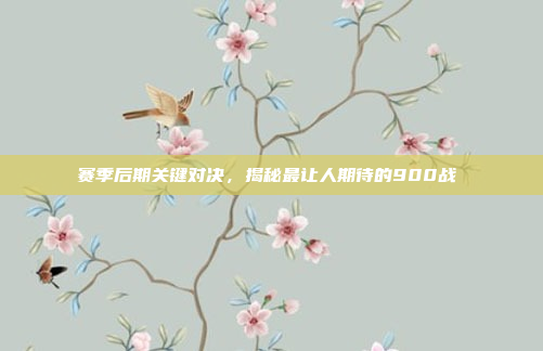 赛季后期关键对决，揭秘最让人期待的900战⭐️